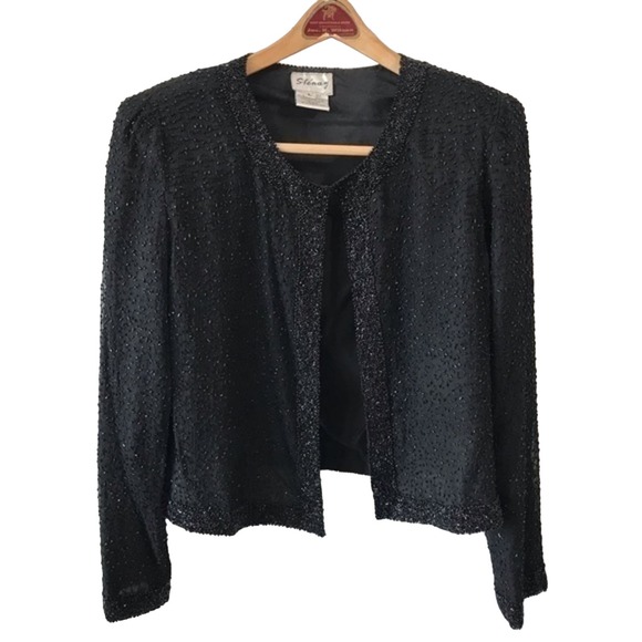 Stenay Jackets & Blazers - 🔥Silk Beaded Jacket Sz Large Stenay Vintage Black Formal Blazer 90s Fancy